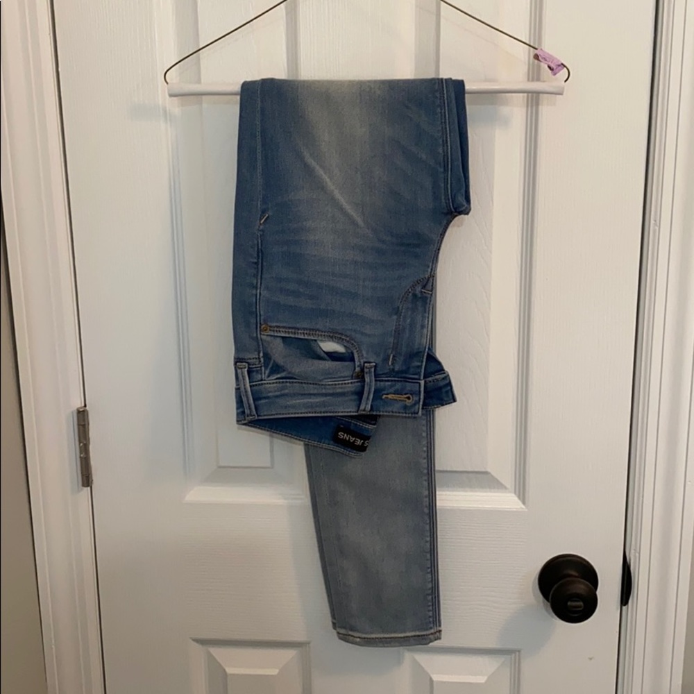 Express Light/Medium Wash mid rise legging OR